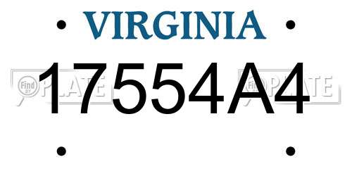 17554A4 Virginia License Plate