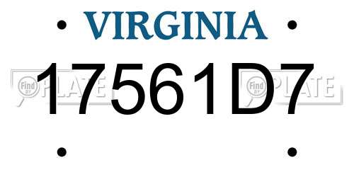 17561D7 Virginia License Plate