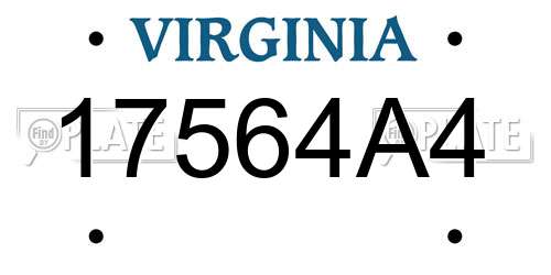 17564A4 Virginia License Plate
