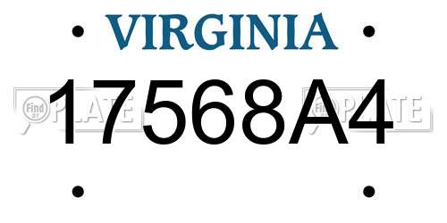 17568A4 Virginia License Plate