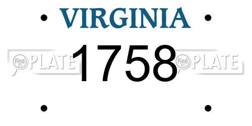 1758 Virginia License Plate