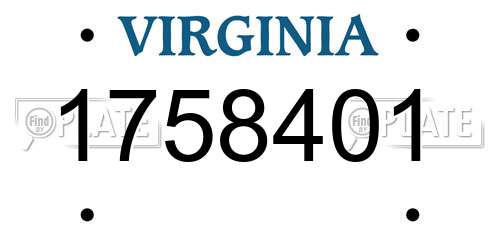 1758401 Virginia License Plate