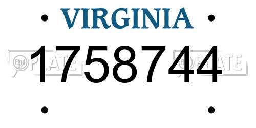1758744 Virginia License Plate