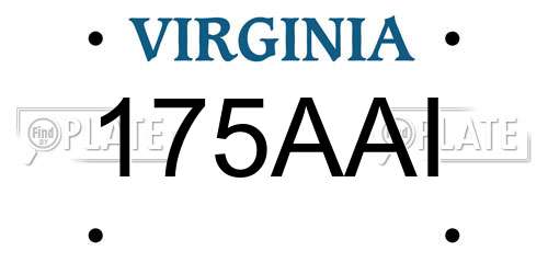 175AAI Virginia License Plate