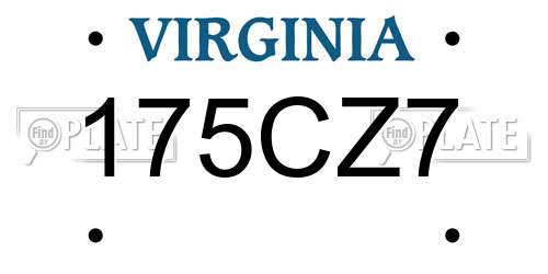 175CZ7 Virginia License Plate