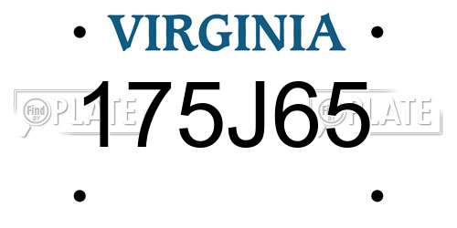 175J65 Virginia License Plate