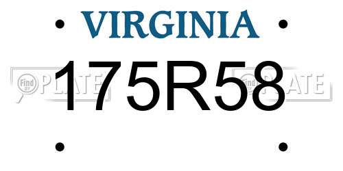 175R58 Virginia License Plate