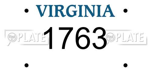 1763 Virginia License Plate