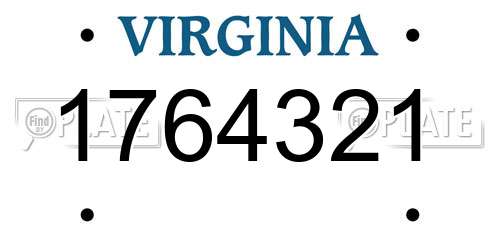 1764321 Virginia License Plate