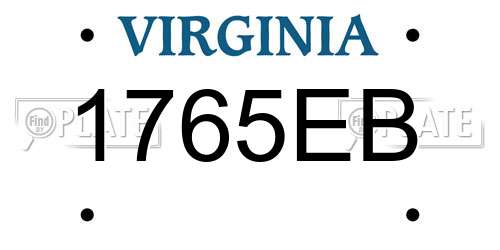1765EB Virginia License Plate