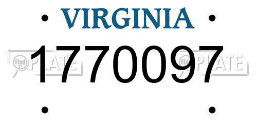 1770097 Virginia License Plate