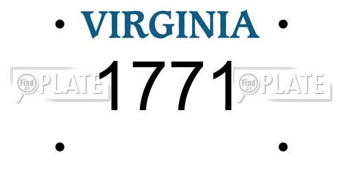 1771 Virginia License Plate