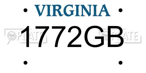 1772GB Virginia License Plate