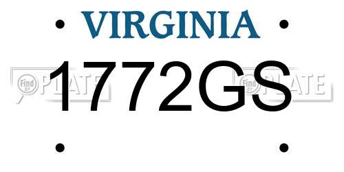 1772GS Virginia License Plate
