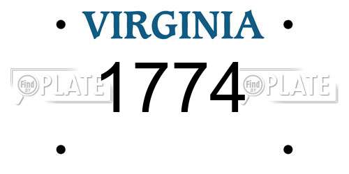 1774 Virginia License Plate