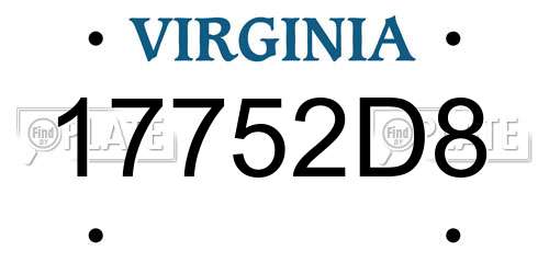 17752D8 Virginia License Plate