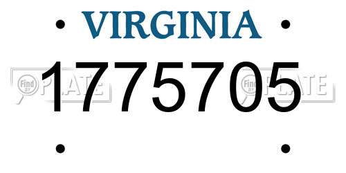 1775705 Virginia License Plate