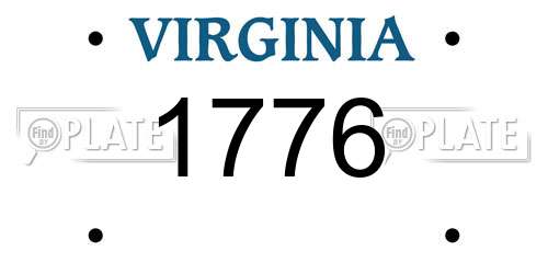 1776 Virginia License Plate
