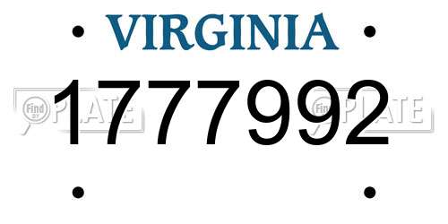 1777992 Virginia License Plate
