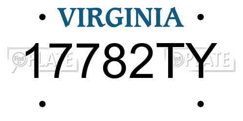 17782TY Virginia License Plate