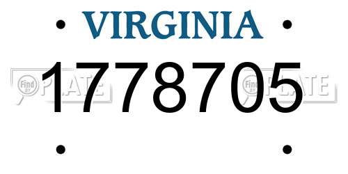 1778705 Virginia License Plate