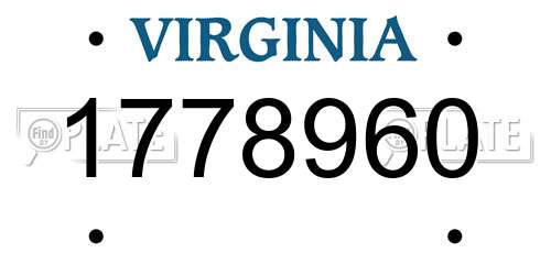 1778960 Virginia License Plate