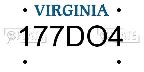 177DO4 Virginia License Plate