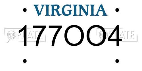 177OO4 Virginia License Plate