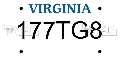 177TG8 Virginia License Plate