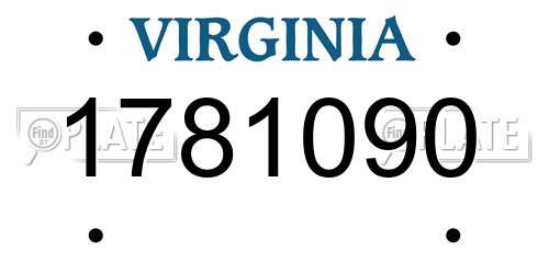 1781090 Virginia License Plate