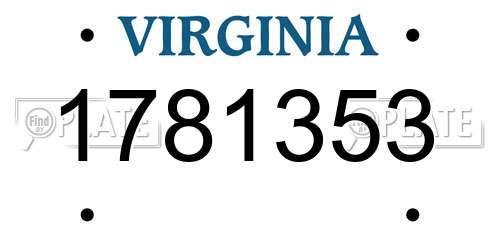 1781353 Virginia License Plate