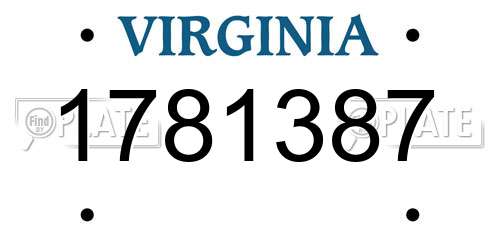 1781387 Virginia License Plate