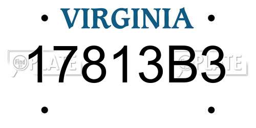 17813B3 Virginia License Plate