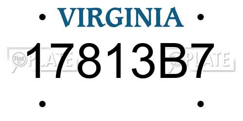 17813B7 Virginia License Plate