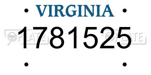 1781525 Virginia License Plate