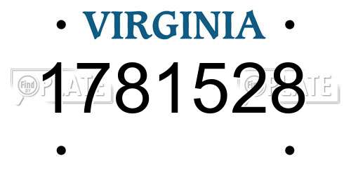 1781528 Virginia License Plate