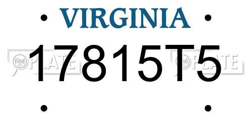 17815T5 Virginia License Plate