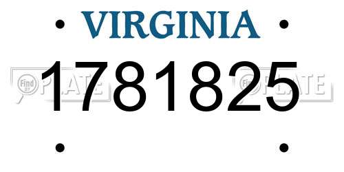 1781825 Virginia License Plate