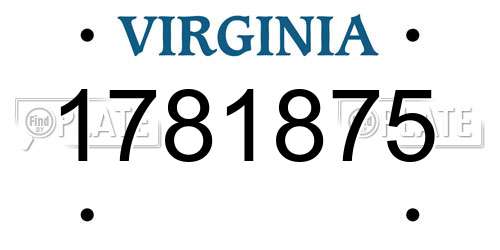 1781875 Virginia License Plate