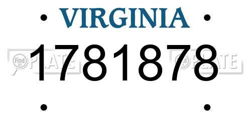 1781878 Virginia License Plate