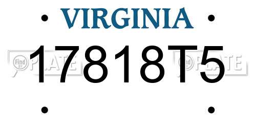 17818T5 Virginia License Plate