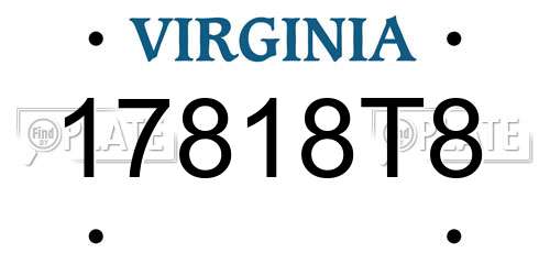 17818T8 Virginia License Plate