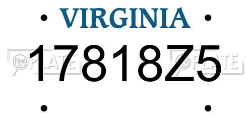 17818Z5 Virginia License Plate