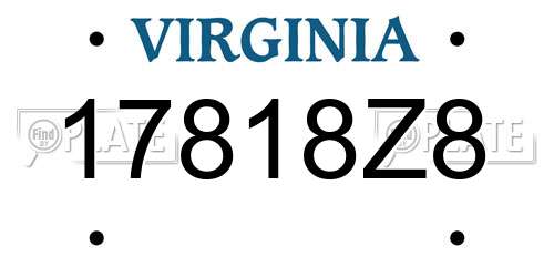 17818Z8 Virginia License Plate