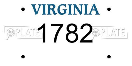 1782 Virginia License Plate