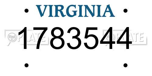 1783544 Virginia License Plate