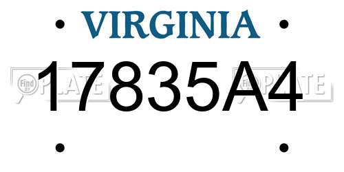 17835A4 Virginia License Plate