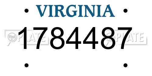 1784487 Virginia License Plate