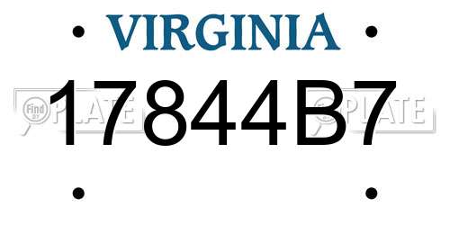 17844B7 Virginia License Plate