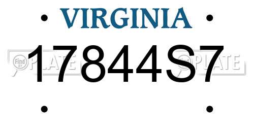 17844S7 Virginia License Plate